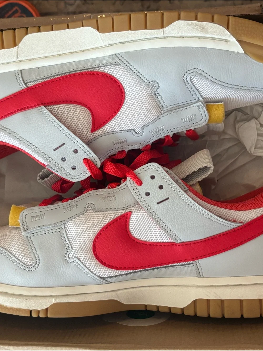 Nike Air Dunk Jumbo in White and Light Crimson
